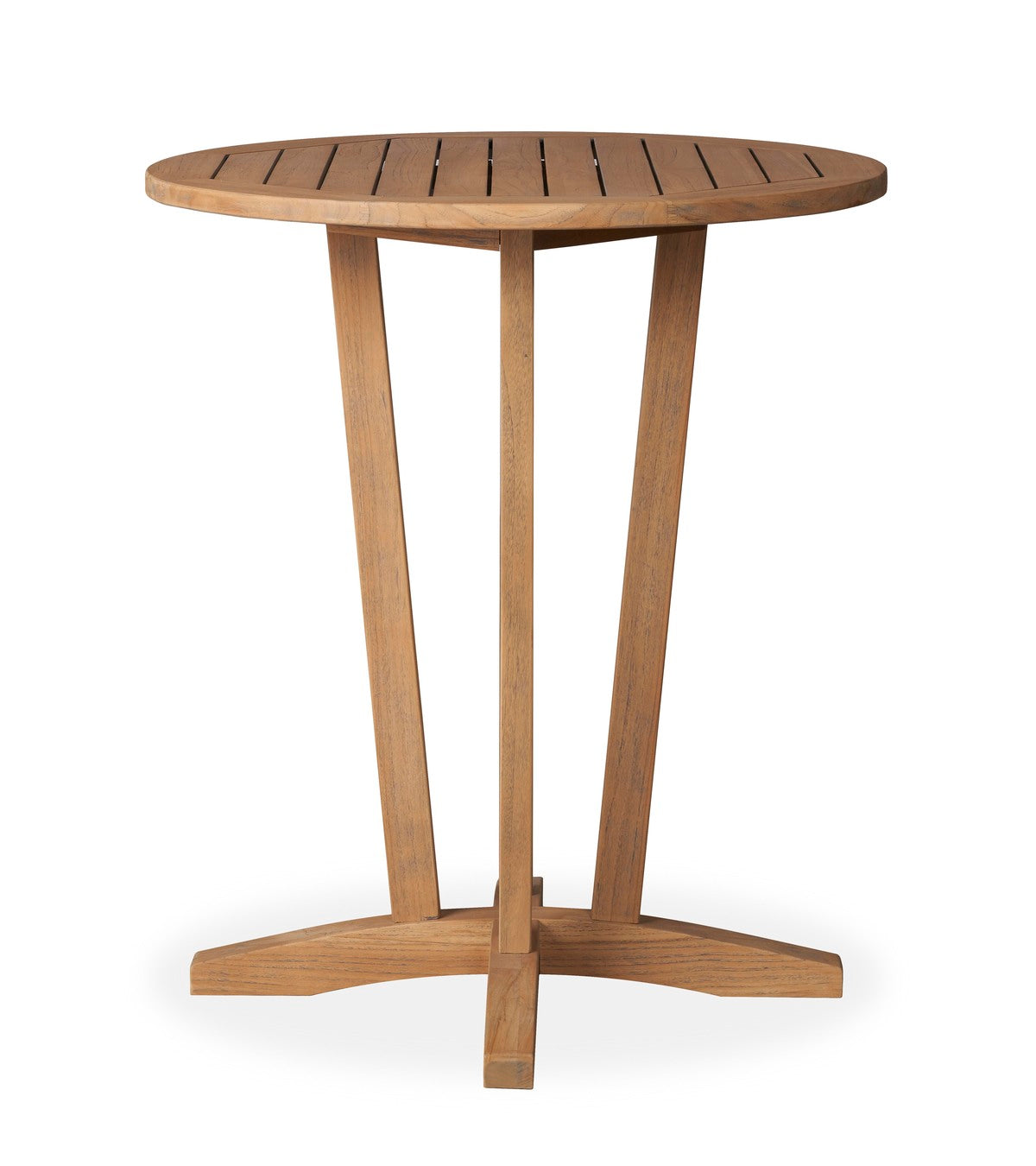 Lloyd Flanders Teak 30" Round Bar Table in Antique Gray Finish