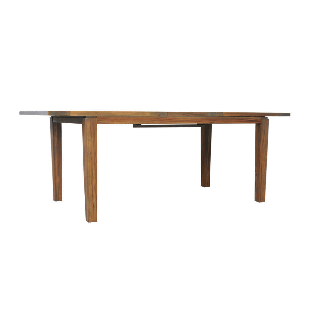 Lloyd Flanders Teak 63-84" Butterfly Leaf Umbrella Dining Table in Antique Gray Finish