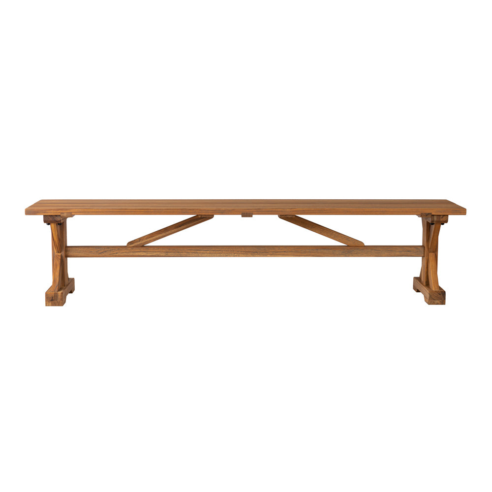 Lloyd Flanders Teak 79" Dining Bench in Antique Gray Finish
