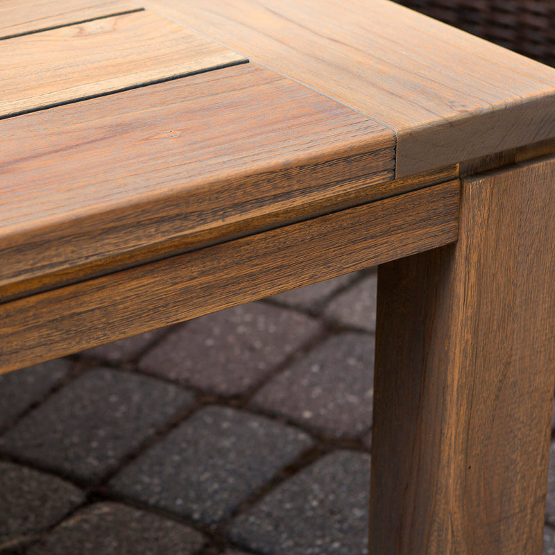 Lloyd Flanders Teak 63-84" Butterfly Leaf Umbrella Dining Table in Antique Gray Finish