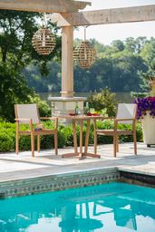 Lloyd Flanders Teak Loom Back Dining Armchair