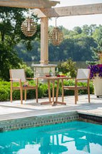 Lloyd Flanders Teak Loom Back Dining Armchair