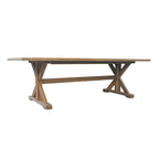 Lloyd Flanders Teak 99" Rectangular Trestle Base Dining Table in Antique Gray Finish