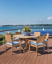 Lloyd Flanders Teak Loom Back Dining Armchair