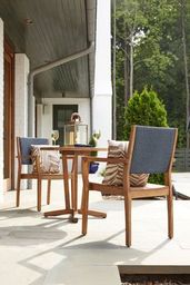 Lloyd Flanders Teak Loom Back Dining Armchair